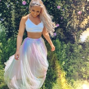 Unique Vintage Rainbow Tulle Skirt